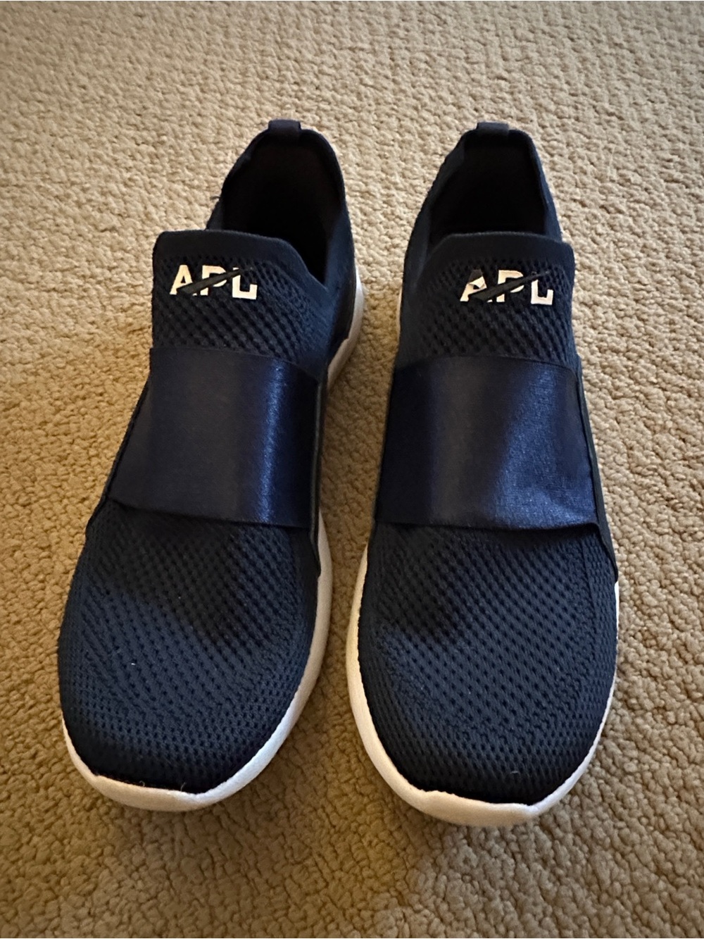 APL Men's Slip-On Knit Sneakers in Navy with White Sole